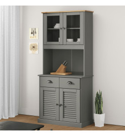 Buffet haut VIGO gris 78x40x175 cm bois massif de pin