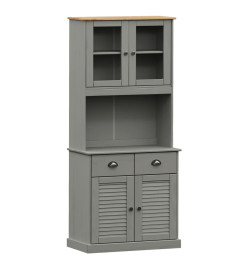 Buffet haut VIGO gris 78x40x175 cm bois massif de pin