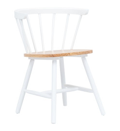 Chaises à manger lot de 2 blanc et bois clair bois hévéa massif