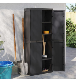 Armoire de rangement d'extérieur noir 65x37x165 cm PP