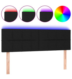 Tête de lit à LED Noir 144x5x78/88 cm Tissu