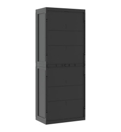 Armoire de rangement d'extérieur noir 65x37x165 cm PP