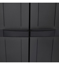Armoire de rangement d'extérieur noir 65x37x165 cm PP