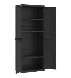 Armoire de rangement d'extérieur noir 65x37x165 cm PP