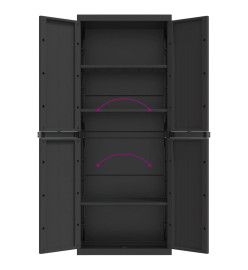 Armoire de rangement d'extérieur noir 65x37x165 cm PP