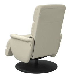 Fauteuil inclinable de massage et repose-pieds crème similicuir