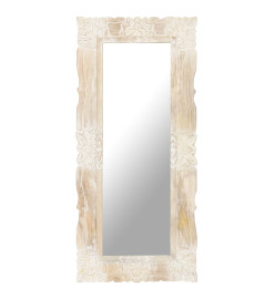 Miroir Blanc 110x50 cm Bois de manguier massif