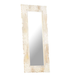 Miroir Blanc 110x50 cm Bois de manguier massif