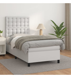 Lit à sommier tapissier avec matelas Blanc 80x200 cm Similicuir