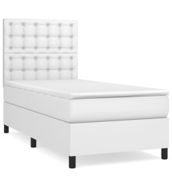 Lit à sommier tapissier avec matelas Blanc 80x200 cm Similicuir