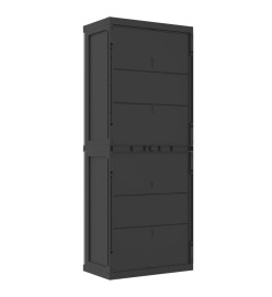 Armoire de rangement d'extérieur gris et noir 65x37x165 cm PP