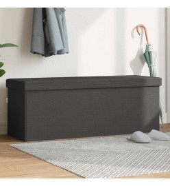 Banc de rangement pliable gris foncé faux lin