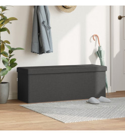 Banc de rangement pliable gris foncé faux lin