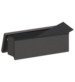 Banc de rangement pliable gris foncé faux lin