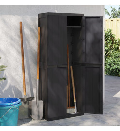 Armoire de rangement d'extérieur noir 65x37x165 cm PP