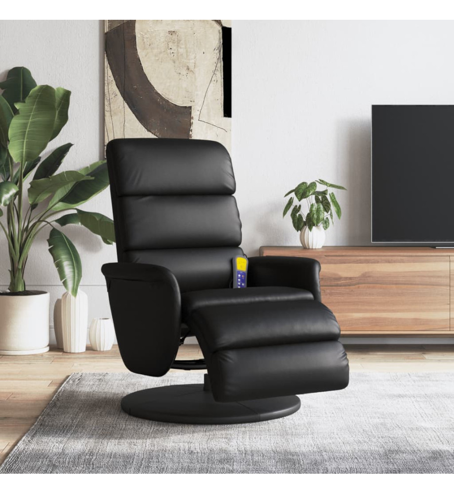 Fauteuil inclinable de massage repose-pieds noir similicuir