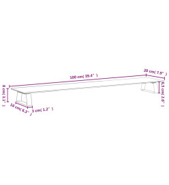 Support de moniteur blanc 100x20x8 cm verre trempé et métal