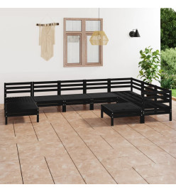 Salon de jardin 9 pcs Bois de pin massif Noir