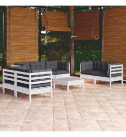 Salon de jardin 8 pcs avec coussins Bois de pin massif