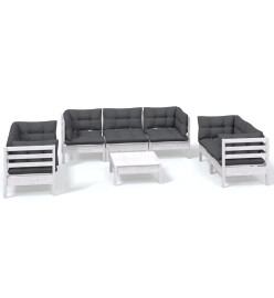 Salon de jardin 8 pcs avec coussins Bois de pin massif