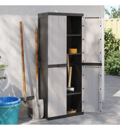 Armoire de rangement d'extérieur gris et noir 65x37x165 cm PP