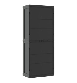 Armoire de rangement d'extérieur gris et noir 65x37x165 cm PP
