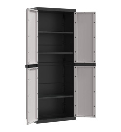 Armoire de rangement d'extérieur gris et noir 65x37x165 cm PP