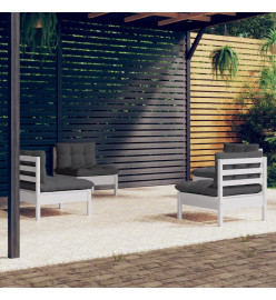 Salon de jardin 4 pcs avec coussins anthracite Bois de pin