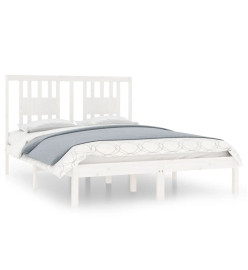 Cadre de lit Blanc Bois de pin massif 140x190 cm