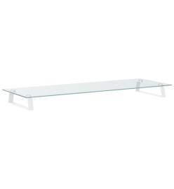 Support de moniteur blanc 100x35x8 cm verre trempé et métal