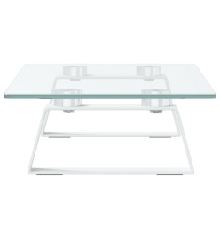 Support de moniteur blanc 40x20x8 cm verre trempé et métal