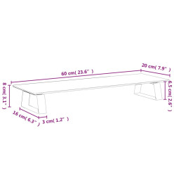 Support de moniteur noir 60x20x8 cm verre trempé et métal