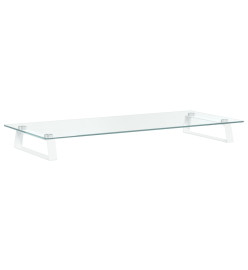 Support de moniteur blanc 80x35x8 cm verre trempé et métal