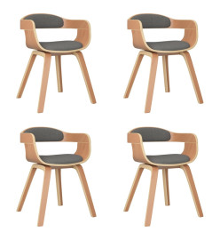 Chaises de salle à manger 4 pcs gris clair bois courbé et tissu