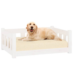 Lit pour chien blanc 75,5x55,5x28 cm bois de pin solide