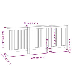 Cache-radiateur Blanc 210x21x85 cm Bois massif de pin