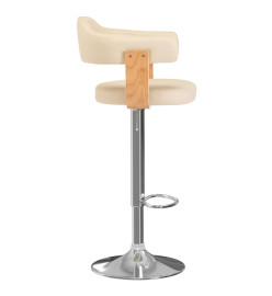 Tabourets de bar lot de 2 crème bois courbé et similicuir