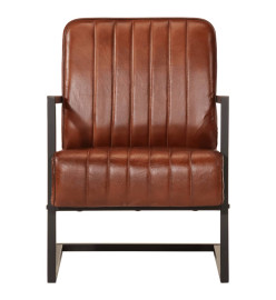 Fauteuil marron cuir véritable