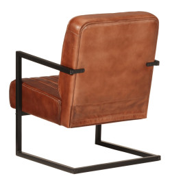 Fauteuil marron cuir véritable