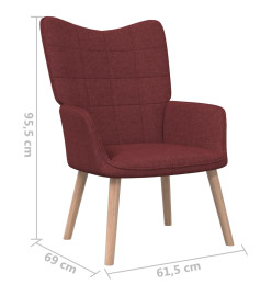 Chaise de relaxation avec tabouret Rouge bordeaux Tissu