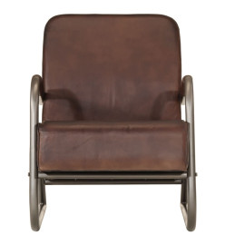 Fauteuil marron cuir véritable