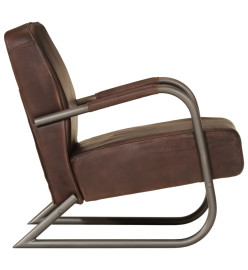 Fauteuil marron cuir véritable