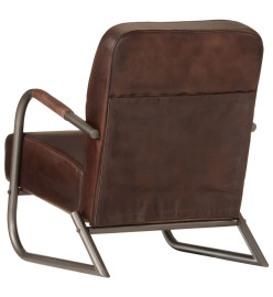 Fauteuil marron cuir véritable