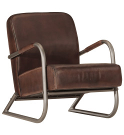 Fauteuil marron cuir véritable