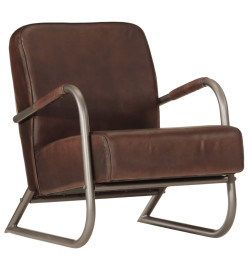 Fauteuil marron cuir véritable