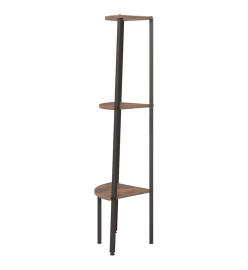 Étagère d'angle 3 niveaux Marron foncé et noir 45,5x31,5x120 cm