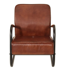 Fauteuil marron cuir véritable