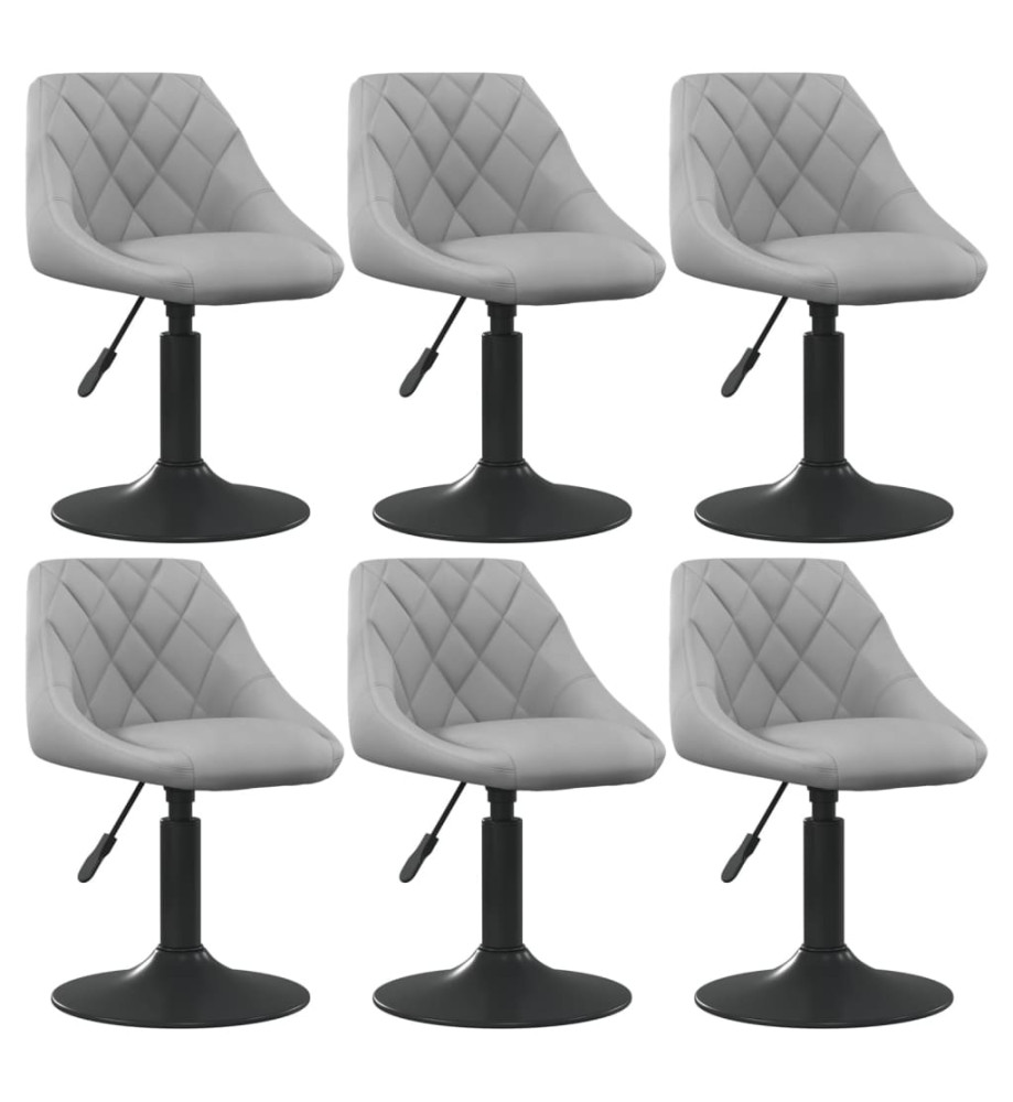 Chaises pivotantes à manger lot de 6 gris clair velours