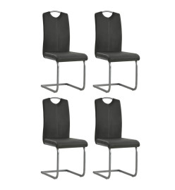 Chaises à manger cantilever lot de 4 gris similicuir