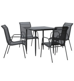Ensemble à manger de jardin 5 pcs noir textilène et acier